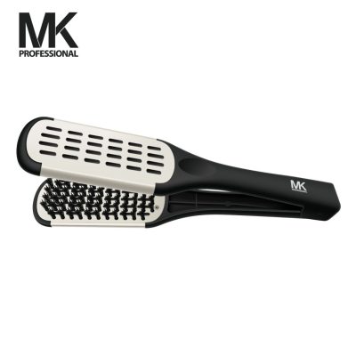 MK Straightening Brush Black/White with Rubber Coating, Boar Bristle