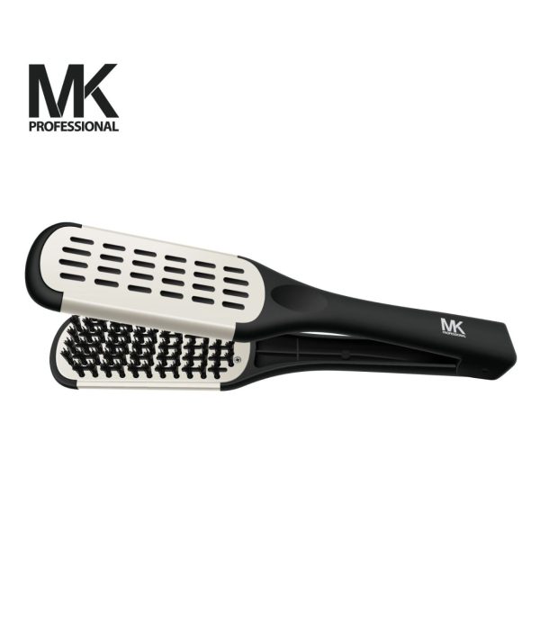 MK Straightening Brush Black/White with Rubber Coating, Boar Bristle